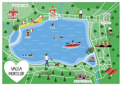 Cartoon style map of Valea Morilor Park airbnb map board game illustration book illustration cartoon map children illustration cute map destination map game illustration hotel map illustrated map map illustration mapping park illustration personalized map route map tourist map travel guide travel map vector map wedding map