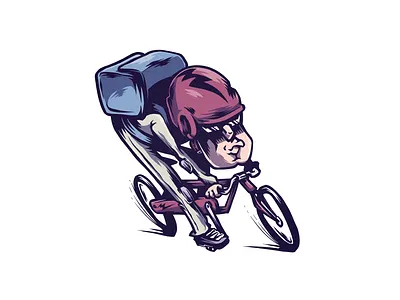 Messenger bicycle bike cartoon character character design delivery helmet messenger procreate ride