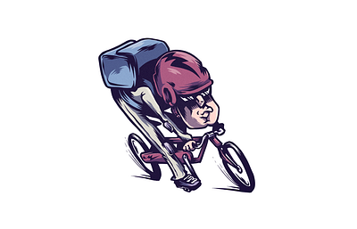 Messenger bicycle bike cartoon character character design delivery helmet messenger procreate ride