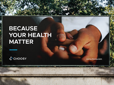 Choosy Billboard billboard branding cross dual meaning graphic design healthcare letter c logo modern pill plus poster vector wellness