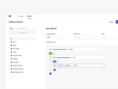 Segmentation audience enterprise segment tree ux