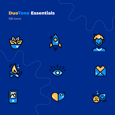 DuoTone Essentials — Icons 2d branding design duotone flat graphic design icons line outline icons ui