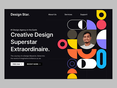DesignStar. Hero Area Design Concept branding clean website dark dark website design illustration mobile app produc product page ui ui developer ui ux designer website website design