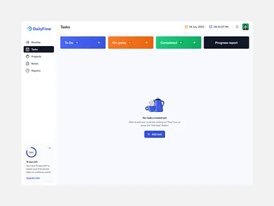 Empty state | Task Management Web App | Dailyflow empty page empty state product design task task management ui design user experience ux design web app web app ui web application web ui