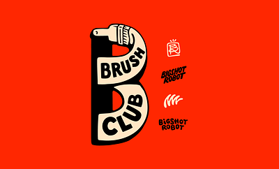 Brush Club badge branding brush hand drawn icon illustration lettering logo patch signature typography vector wordmark