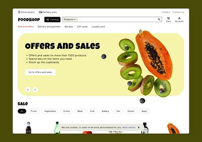 The concept for grocery shop animation banners design e com e commerce food grocery landing mainpage marketplace products selling shop shopping ui web