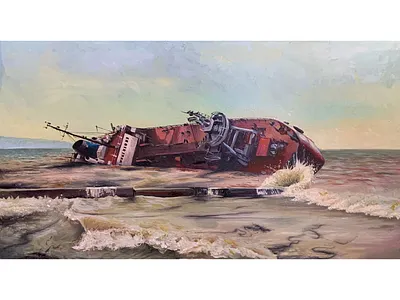 Tanker Delfi crashed on Dolphin bitch, Odesa 2019