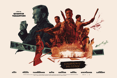 Alternative movie poster for "Inglorious Basterds" drawing illustration movie poster