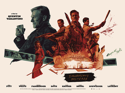 Alternative movie poster for "Inglorious Basterds" drawing illustration movie poster
