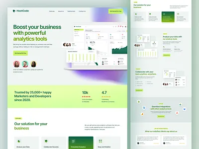 HootCode - SaaS landing page analytics analytics tool analyze tool business business solution clean ui data analyze design figma figma design hootcode integrations landingpage product design saas saas landing page saaslandingpage ui ui design ux