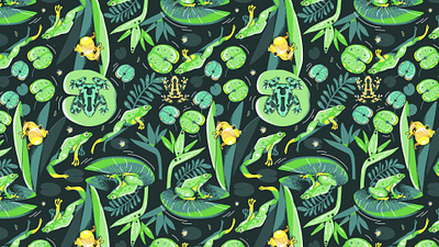 Frogs Pattern color frog green illustration leap frog pattern patterns textile vector