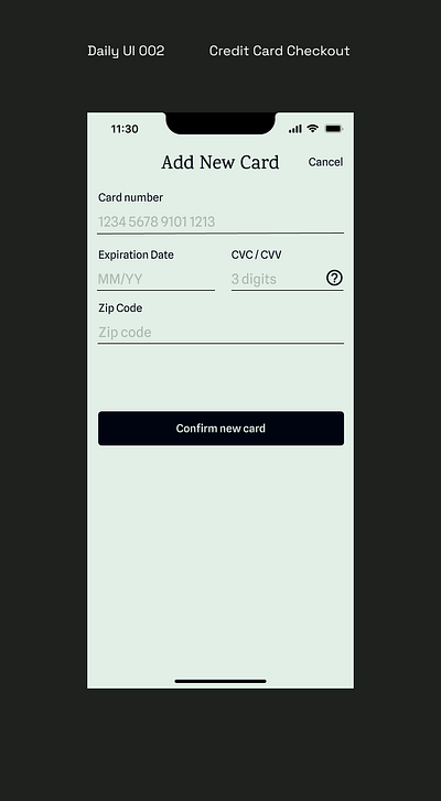 Daily UI 002- Credit Card Checkout checkout daily ui 002 dailyui dailyui2 ui