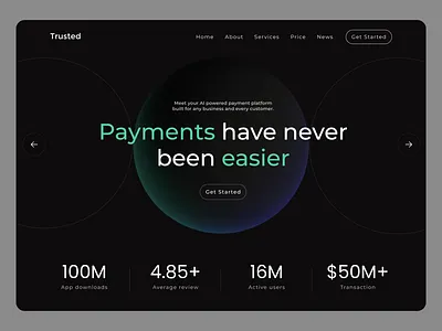 Fintech landing page website dark mode elegant figma fintech green landing page minimal ui ux webdesign webflow website