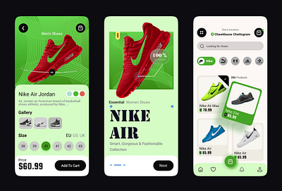 Nike- Mobile UI Design 3d app branding graphic design jawad jordan logo max mobile app motion graphics nike shoe shoes shoes app ui ux