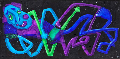 Joyful Confusion art felt pens on canvas illustration