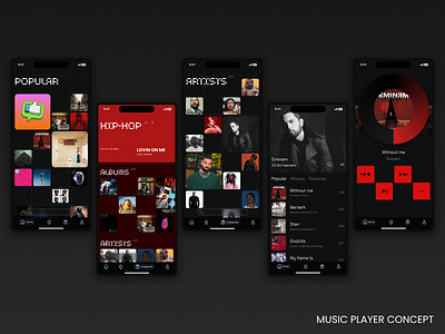 Music Player Concept app design mobile music music app swiss style ui ui design ux ux design