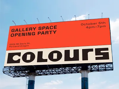 Colours / Billboard advertising art gallery billboard colors colours custom type logo design out of home