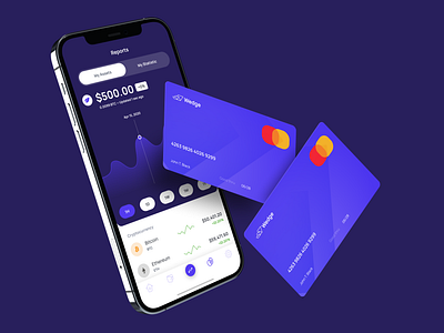 Wedge UI & Card Design app card crypto dark finance fintech mobile app purple ui ux wedge