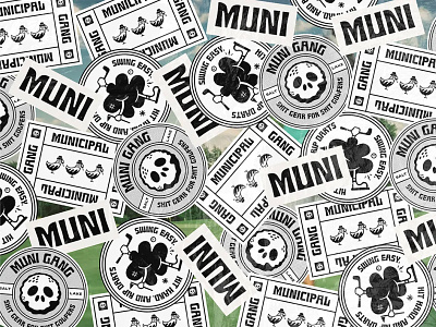 Muni Gang / Sticker Pack apparel brand character design collage custom type golf golf brand golf course logotype muni gang sticker pack stickers streetwear
