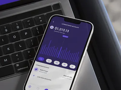 Wedge Bar Graph app banking bar graph dark ui finance fintech graph mobile mobile app purple ui ux