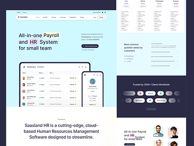 HR System Website Landing Page automation corporate data analysis figma hr landing page people management saas saas web design startup