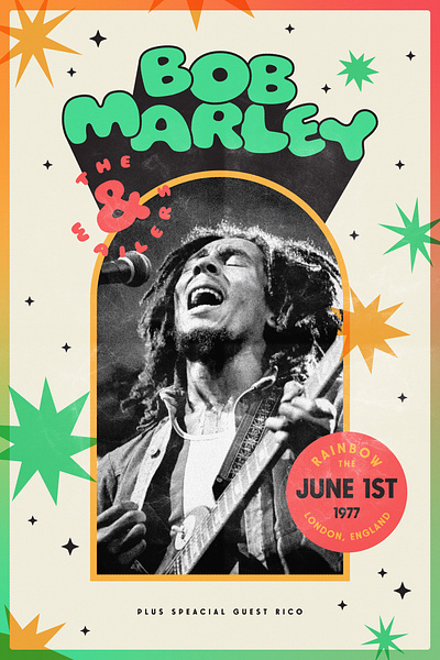 Wish I Was There #1 70s bobmarley gig gigposter graphic design illustration poster retro type vector vintage
