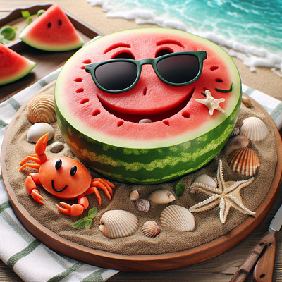 Funny Food Carving ai generated image beach vibes character design character illustration food art food carving food illustration funny food art watermelon