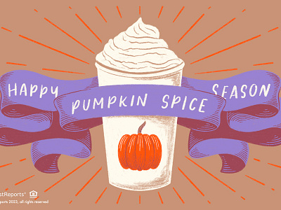 Happy Pumpkin Spice Season autumn coffee fall hand lettering illustration latte psl pumpkin pumpkin spice ribbon whipped cream