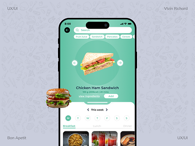 Meal Planner App elegant mealplanner app mobile application mobileapp simple ui ui ui design ux design