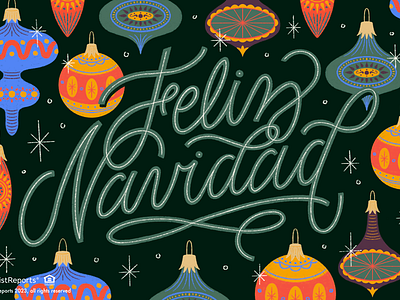 Feliz Navidad christmas feliz navidad greeting card hand lettering holiday illustration lettering ornaments spanish