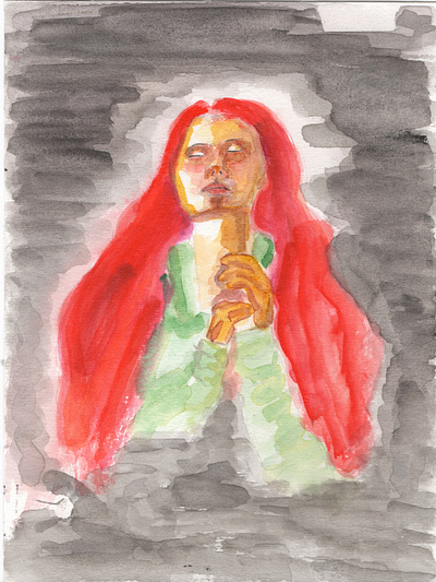 woman in dark artwork illustration painting watercolor
