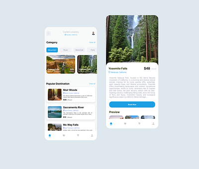 Nature Travel app app figma mobile app ui ui design ux