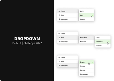 #027 | Dropdown challenge daily ui dailyui design dropdown menu menu minimalist settings simple ui