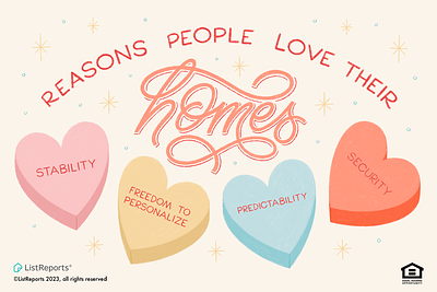 Reasons people love their homes greeting card hand lettering heart home illustration love valentines