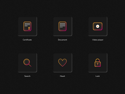 Icons [01] attractive icons bluer certificate icon design document icon gradient heart icon icon icons lock icon search icon the bluer effect ui ux video player icon