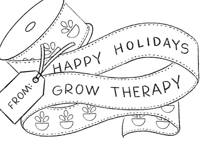 Sketches for Grow Therapy E-Greeting Card christmas cookie decorating cookies gift wrap greeting card grow therapy hand lettering holiday illustration mental health ribbon therapy