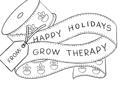 Sketches for Grow Therapy E-Greeting Card christmas cookie decorating cookies gift wrap greeting card grow therapy hand lettering holiday illustration mental health ribbon therapy