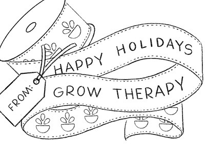 Sketches for Grow Therapy E-Greeting Card christmas cookie decorating cookies gift wrap greeting card grow therapy hand lettering holiday illustration mental health ribbon therapy