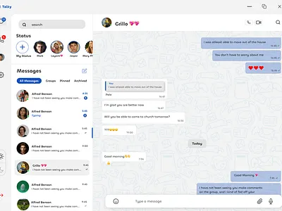 Talky Chat App: Desktop Version (Light and Dark Mode) chat desktopapp desktopdesign graphic design ui uiuxdesign website