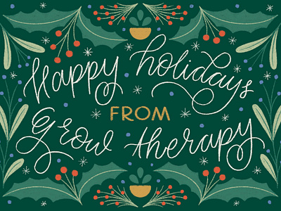 Grow Therapy E-Card christmas card greeting card grow therapy hand lettering happy holisdays holidays illustration