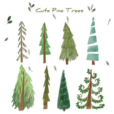 Pine trees design graphic design illustration storybook whimsical