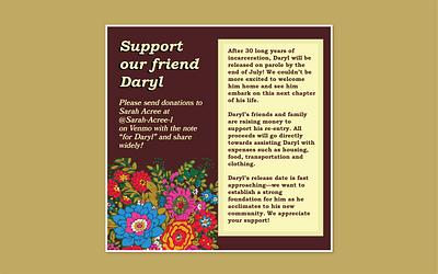 Graphic for parole support fund colorful flowers instagram graphic retro social graphic