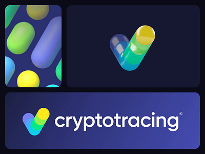 Crypto Tracing Logo Concept 3d animation blockchain branding crypto gradient icon identity lettering logo motion security spline