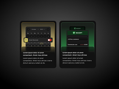 Feature Cards - Dark Mode calendar design card design dark mode detailing gradient illustration mobile design product design ui ux design