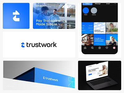 Trustwork Logo and Branding blue bold logo branding finance financial graph modern pay equity purple simple simple logo sweden t t logo