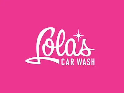 Lola's Car Wash 2 60s branding chrome decal logo pink retro script typography vintage