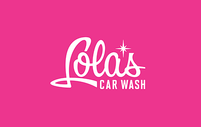 Lola's Car Wash 2 60s branding chrome decal logo pink retro script typography vintage