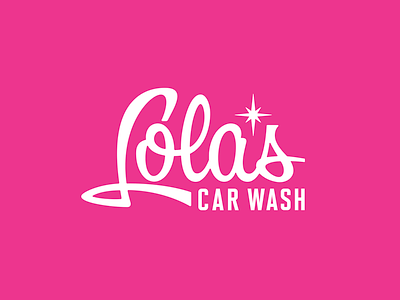 Lola's Car Wash 2 60s branding chrome decal logo pink retro script typography vintage