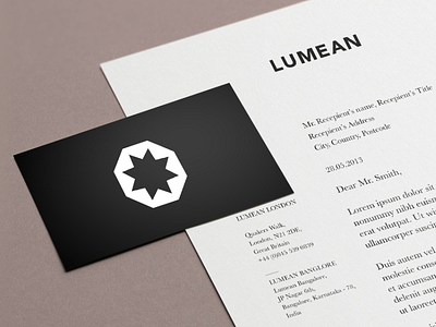 Lumean Stationery branding business card letterhead stationery