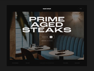 Las Vegas Steakhouse Web Design branding dark dark mode design figma interface landing page las vegas minimal minimal website photography restaurant steak house typography ui ux web design webflow website